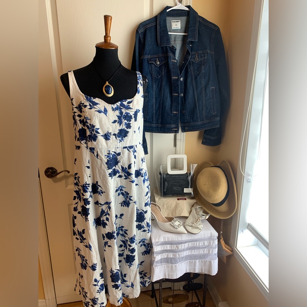Old Navy linen dress floral midi dress